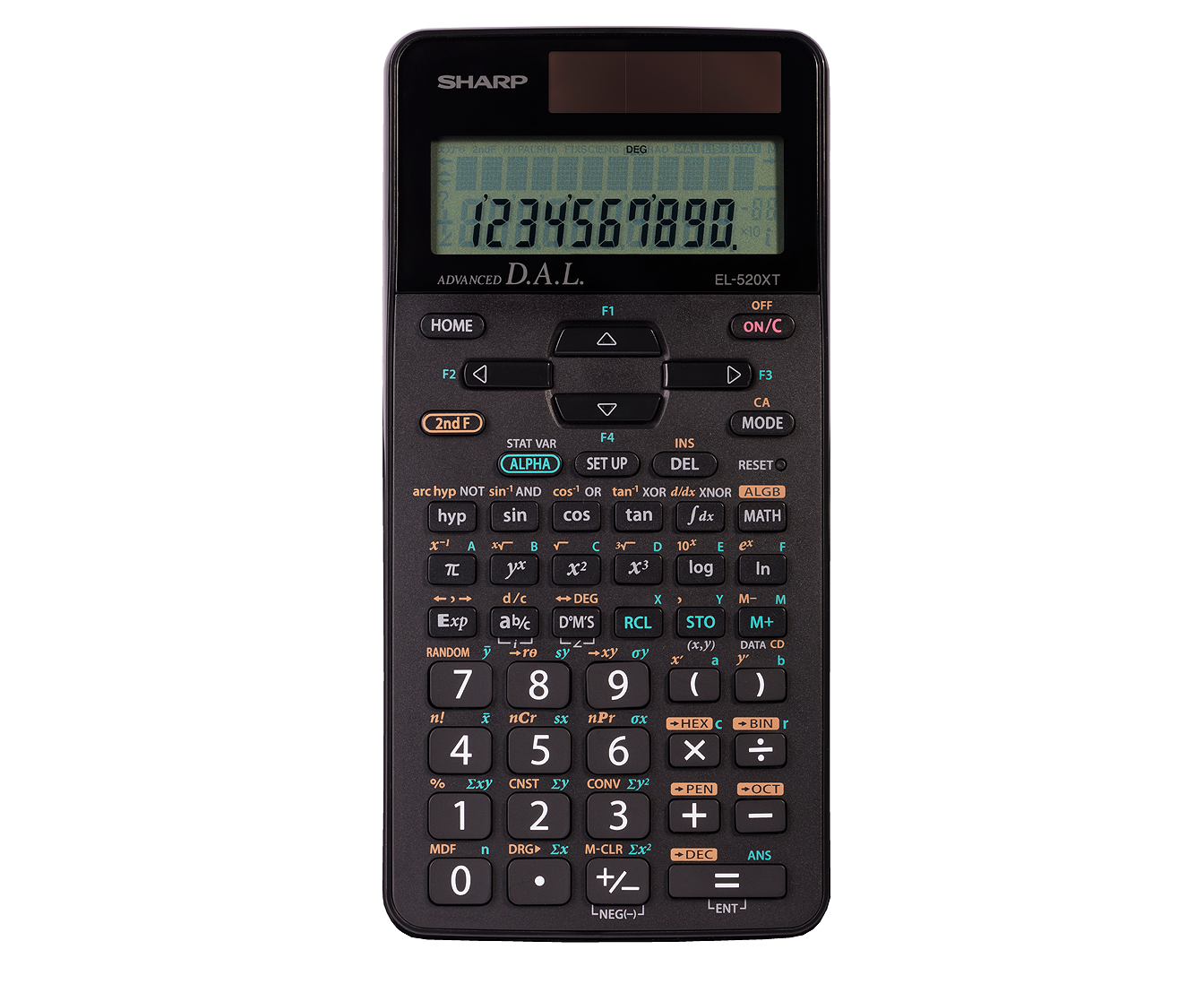 Sharp EL-520XT Advanced D.A.L. scientific calculator with 420 functions on white background.