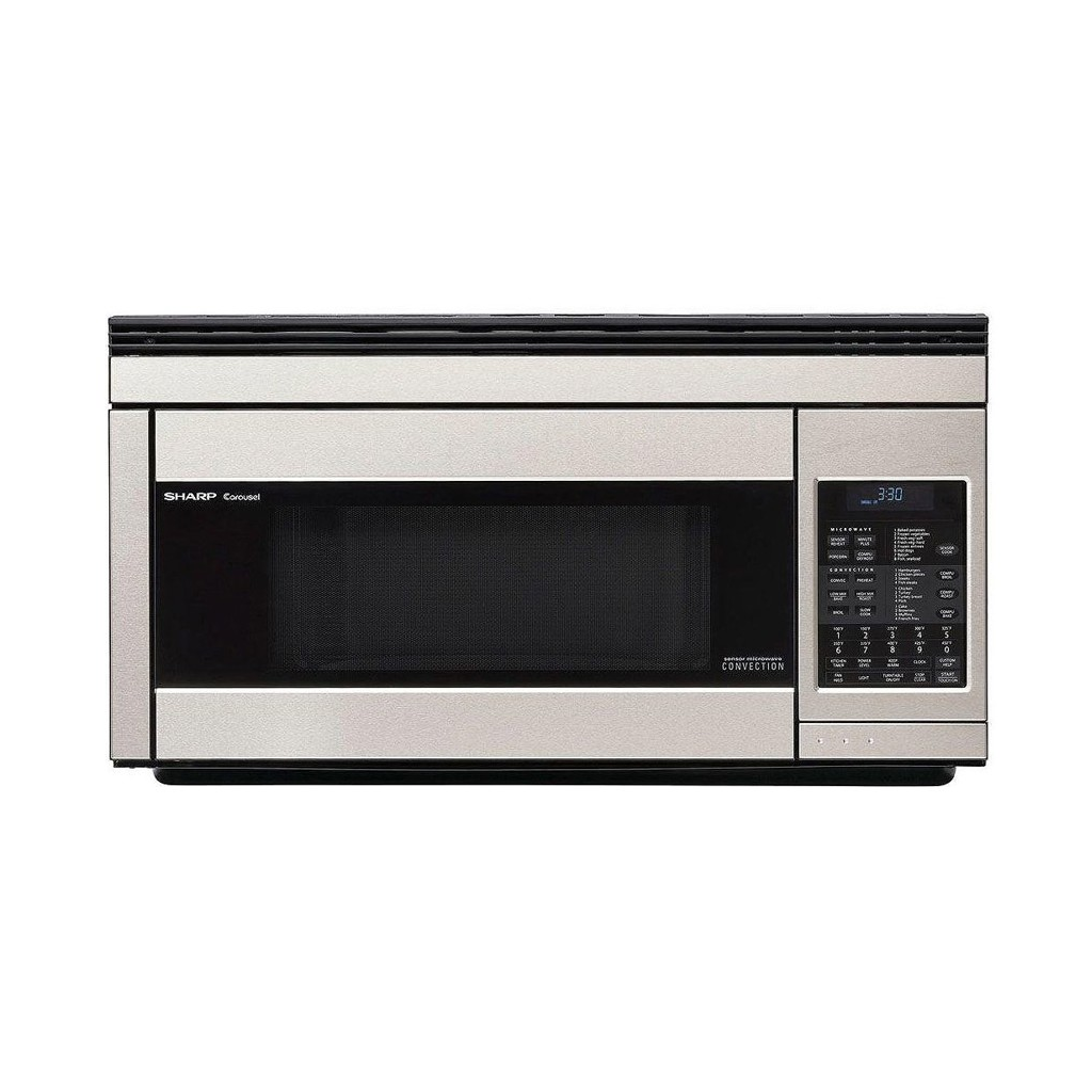 Sharp R1874TY stainless steel over-the-range convection microwave with digital control panel.