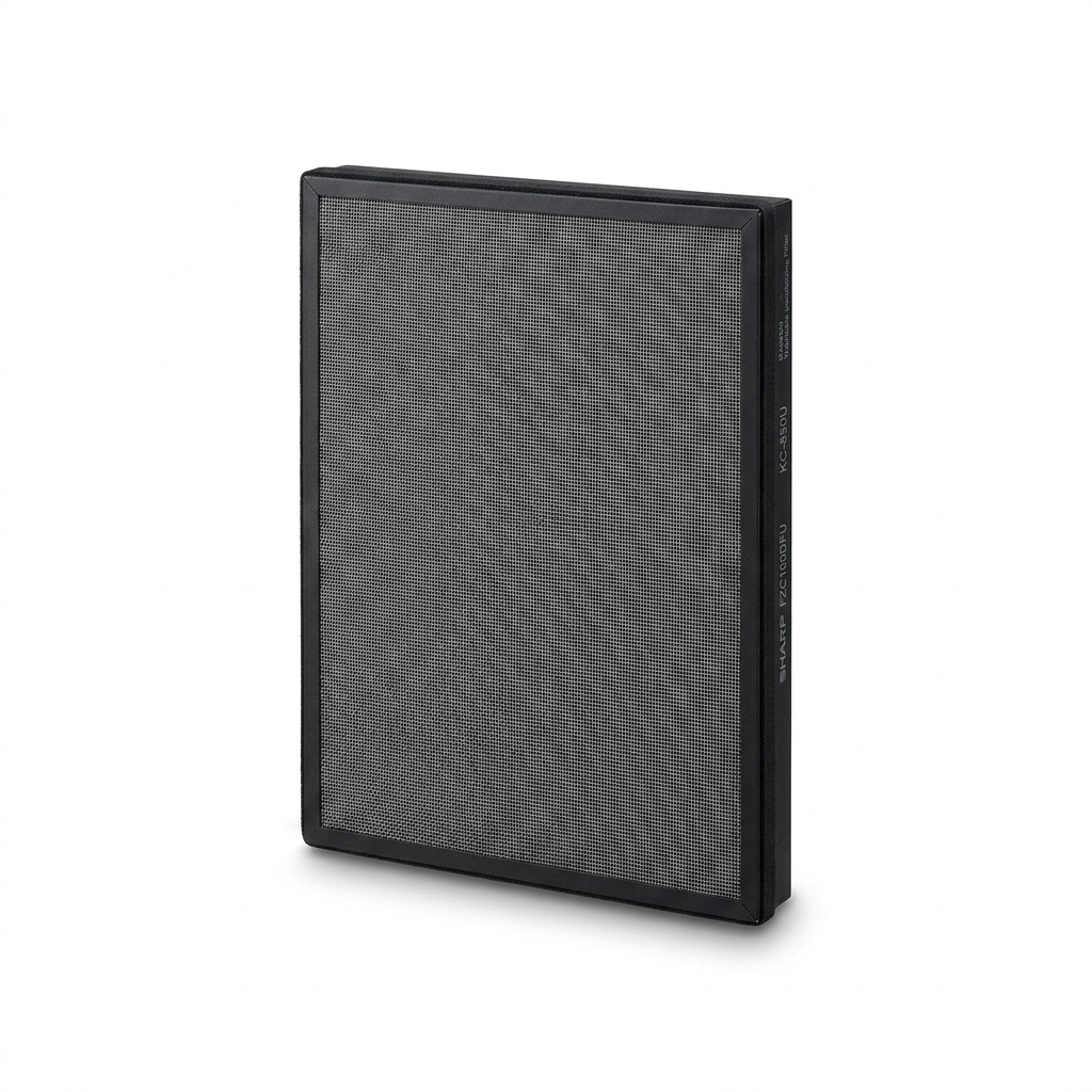 A high-resolution studio photograph of the SHARP FZC100DFU Replacement Deodorizing Filter Kit, isolated on a pure white background.