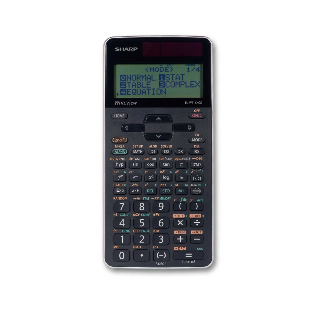 A high-resolution hero product image of the SHARP ELW516XGSL WriteView scientific calculator on a pure white background.