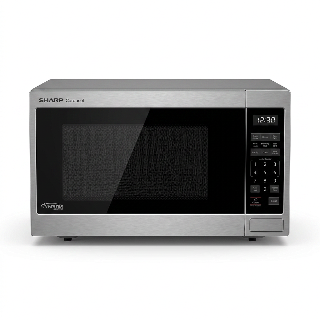 Sharp SMC2264KSC Carousel XL Countertop Microwave Oven, 2.2 cu. ft. capacity, stainless steel finish, 1200W power, high-resolution hero shot against a pure white background.