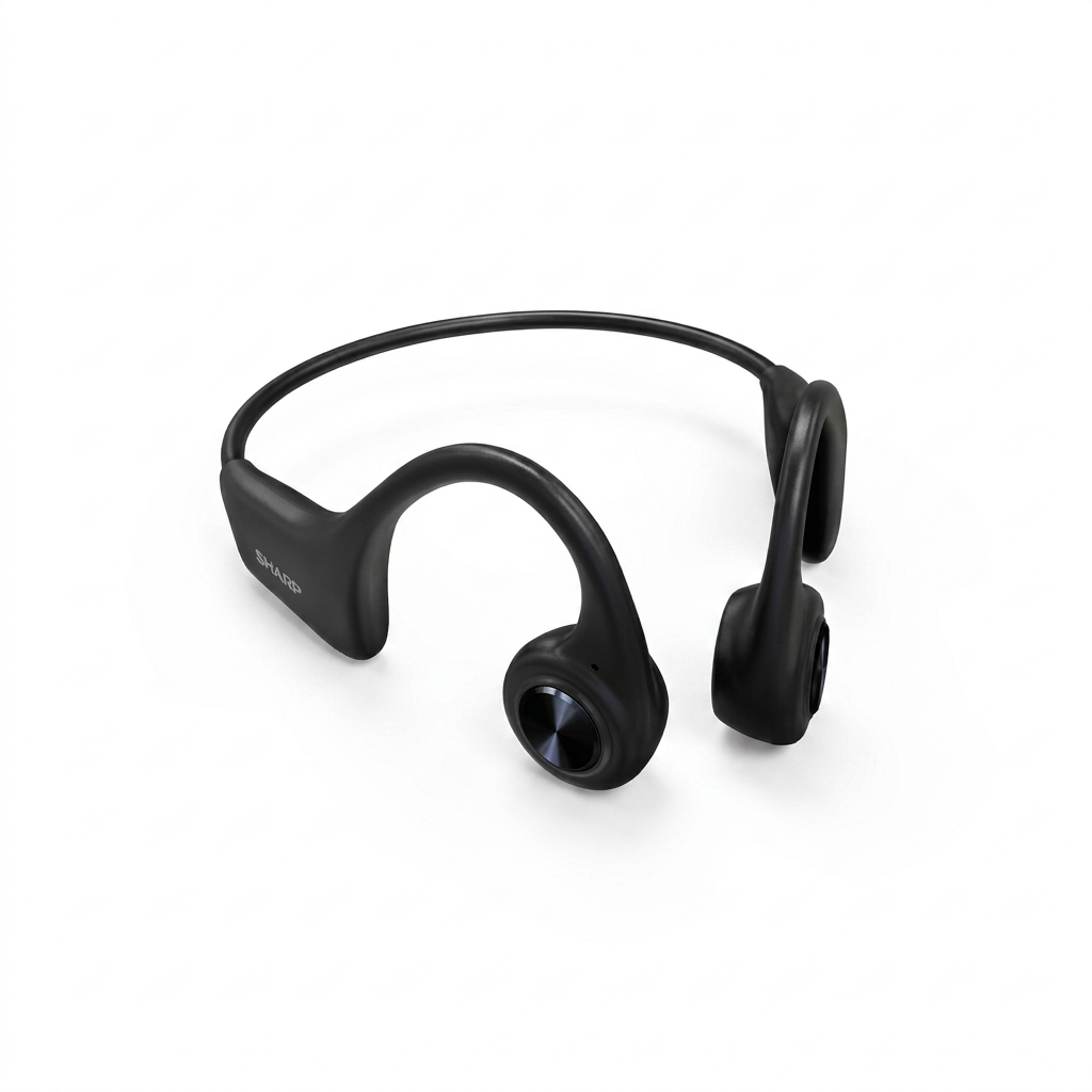 A high-resolution hero shot of the SHARP HP-BC55 Bone Conduction headphones on a pure white background.