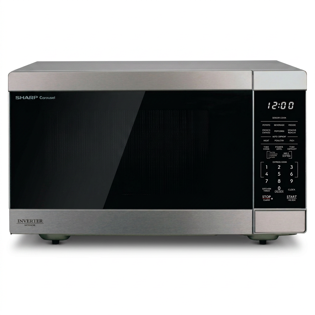 High-resolution hero shot of the SHARP Carousel 1.6 cu. ft. Stainless Steel Microwave.