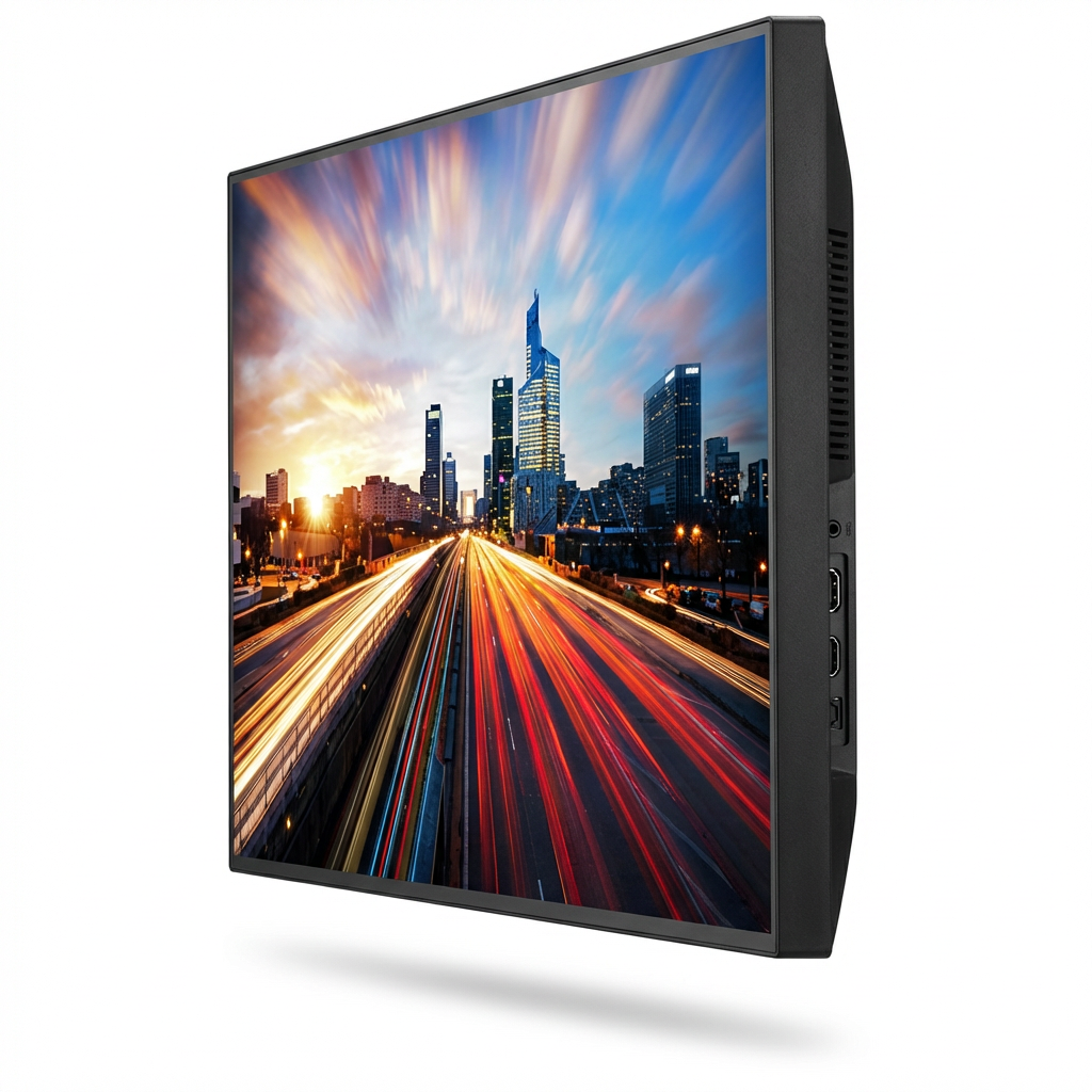 A photorealistic studio photo of the SHARP/NEC EX241UN-H-BK monitor, angled right on a white background.