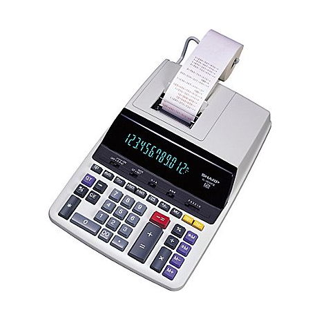 Sharp EL2630PIII 12-digit commercial printing calculator with a digital display and paper roll.