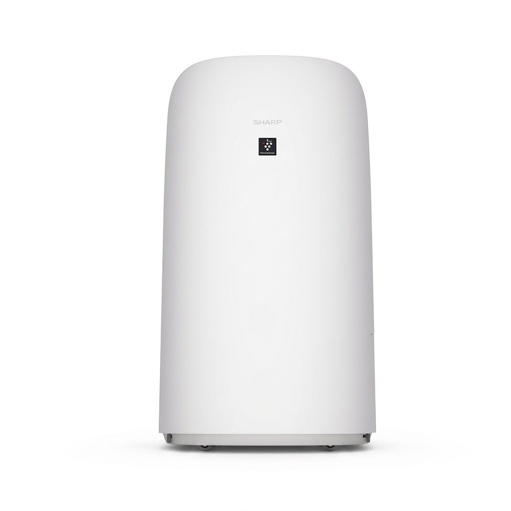 A premium high-resolution hero image of the Sharp KCP110CW Air Purifier and Humidifier, centered on a pure white background with a clean shadow.